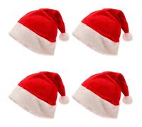 MisFun 4 Pezzi Cappello Babbo Natale, Cappello di Natale per Adulti Unisex, Morbido e Confortevole, Costume Natalizio Classico Feste Decorazione, per Festa, Capodanno, Vacanze, Accessori per Feste(B)