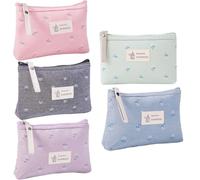 MisFun 5 Pezzi Borsa Cosmetica in Tela, Pochette Trucchi, Bustina Portatutto, Pochette da Viaggio, Borsa da Toilette, Borsa Cosmetica da Viaggio, per Uscite, Viaggi, Vacanze, Fitness