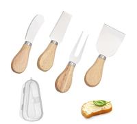 MisFun 5 Pezzi Spalmatore per Burro, Coltelli Formaggio in Acciaio Inossidabile, Coltello da Burro da Colazione, Coltello da Burro con Scatola Gadget da Cucina per Marmellata Burro Formaggio (B)
