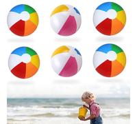 MisFun 6 Pezzi Palla Gonfiabile Bambini, Palline per Piscina Bambini, Strisce Colorate Pallone Gonfiabile Spiaggia, Estate Palla Gonfiabile Giochi D'acqua per Bambinis Adulti Spiagge, Feste in Piscina