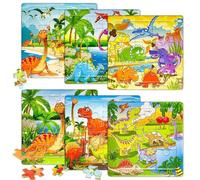 MisFun 6 Puzzle per Bambini Dinosauri, Puzzle Bambini 3 Anni, Puzzle Dinosauro per Bambini, Puzzle Dinosauro per Bambini 3 Diversi Livelli di Difficoltà, Supercolor Puzzle per Ragazzi e Ragazze