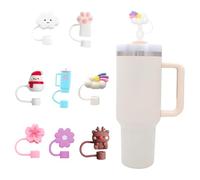 MisFun 8 Pcs Tappi per Cannuccia in Silicone, 10mm Riutilizzabili Tappi per Cannuccia in Silicone, Punte Cannuccia Antipolvere Prova Perdite, Portatile Adorabile Accessori per Stanley Cup 40/30oz