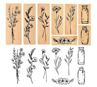 MisFun 8 Pezzi Timbri Scrapbooking, Timbro in Silicone Trasparente, Timbri per tTessuti, Legno Fiori Foglie, Timbro per Goffratura, per Scrapbooking Regalo Diario Compleanno Artigianato Fai da Te