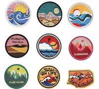 MisFun 9 Pezzi Patch Toppa Ricamata, Toppe Termoadesive per Bambini e Adulti, Toppe in Tessuti Cucire e Ricamate, Toppa Rotonda per Jeans/Giacchette/Camicie/Capelli/Scarpe/Zaini e Altri Vestiti