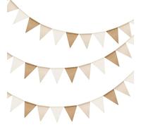 MisFun Bandierine Colorate, Gagliardetti 3 Pezzi 3 M, Multicolore Triangolare, 12 Bandiere per Ogni Ghirlanda, Bandierine Vintage Lino Imitato Ghirlanda, per la Stanza dei Bambini, Giardino, Festa