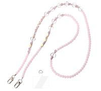 MisFun Cordino per Cellulare Universale con 1 pezzi Patch, Grazioso Cordino con Perline a Forma di Cuore, Cinturino da Collo con Chiusura in Metallo Laccio per Cellulare da Collo (Perline Rosa)