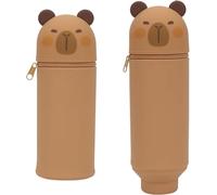 MisFun Kawaii Astuccio Scuola 2 in 1 in Morbido Silicone, Portapenne da Tavolo, Astuccio Portapenne Animali Dolci Capibara, Astuccio in Morbido Silicone per la Scuola, per Scuola, Uffici (Capibara)