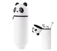 MisFun Kawaii Astuccio Scuola 2 in 1 in Morbido Silicone, Portapenne da Tavolo, Astuccio Portapenne Animali Dolci Panda, Astuccio in Morbido Silicone per la Scuola, per Scuola, Uffici (Panda)