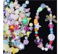 MisFun Perline acriliche assortite, per bracciali e collane, circa 100 pezzi, colorate per la creazione di gioielli fai-da-te