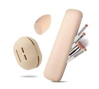 MisFun Porta Pennelli da Trucco da Viaggio, 2 Pezzi Custodia Porta Pennelli da Trucco con Spugna Trucco Titolare, Pennello Trucco Titolare in Silicone, Portapennelli da Trucco Organizer Portatile