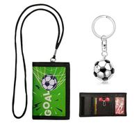 MisFun Portafoglio Bambino, Portafoglio Con Motivo Calcio, Portafoglio Ragazzo Con Portachiavi da Calcio, Portafoglio PerBambini e Ragazzi Portafoglio da Collo, Borsa Allacciata Con Motivo Calcio