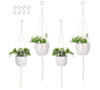 MisFun Portavaso da Appendere, 4 Pezzi Fioriere Sospese In Macrame Appendiabiti per Piante Portavasi in Corda di Cotone Cesto Appeso per Interni Vaso da Fiori Esterni Patio Porta Piante Decorazioni