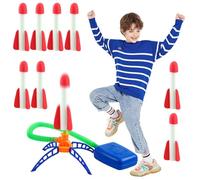 MisFun Razzo Spaziale Giocattolo, Lanciarazzi Bambini con 8 Razzi di Schiuma + 1 Lanciarazzi Giocattolo, Giochi All'aperto per Bambinis, Giochi da Giardino per Bambini, per Bambinis di 3-12 Anni