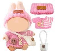 MisFun Vestiti Bambole 3 Pezzi Abbigliamento per Bambole Peluche con Maglione Rosa Cappelli e Borse Accessori Bambole Mini Abbigliamento per Bambola 17CM (Non Includere i Peluche Giocattoli)