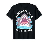 Misgender Me e morderò Trans Shark LGBT Pride Month Maglietta