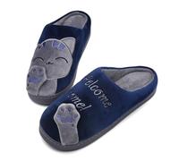 Mishansha Inverno Pantofole Uomo Morbido Antiscivolo Scarpe da Casa Uomini Interno Peluche Caldo Cotone Scarpe Blue 41/42 EU (42/43 Taglia Produttore)