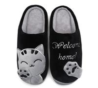 Mishansha Pantofole Donna Uomo Pantofola di Cartone Animato Peluche Ciabatte da Casa Scarpe per Inverno Autunno - Calde leggere Morbide Comode e Antiscivolo(Nero, 39/40 EU = 40/41 CN)