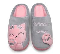 Mishansha Pantofole Donna Uomo Pantofola di Cartone Animato Peluche Ciabatte da Casa Scarpe per Inverno Autunno - Calde leggere Morbide Comode e Antiscivolo(Grigio, 37/38 EU = 38/39 CN)
