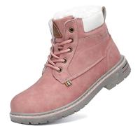 Mishansha Stivali da Neve Bambini Piatto Stivaletti Ragazzi Inverno Boots con Pelliccia Caldo Ragazze Scarpe, Rosa 34