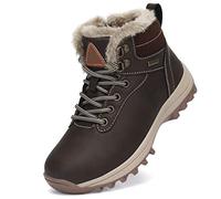 Mishansha Stivali da Neve Ragazzi Ragazze Fodera Calda Marrone Gr.33
