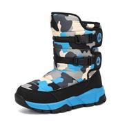 Mishansha Stivali Neve Bambini Stivaletti Ragazze Doposci Scarponcini Imbottiti di Pelo Scarpe Invernali Comodi Caldi e Antiscivolo Outdoor, Nero Blu, 36 EU