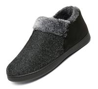 Mishansha Uomo Memory Foam Pantofole Calde Ciabatte Invernali Antiscivolo Cotone Peluche Casa Scarpe Comode Slipper Morbido Home Scarpe Inverno Unisex Nero, 47 EU
