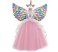 Misia Luxury Rainbow Princess Unicorn Dress for Girls Halloween Cosplay Costume