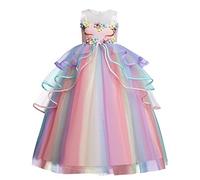 Misia Luxury Rainbow Princess Unicorn Dress for Girls Halloween Cosplay Costume