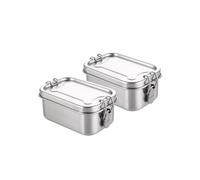 Misichao contenitori per Alimenti in acciaio inox con Coperchio - Contenitore Cibo 2 x 400 ml a tenuta stagna, per portapranzo, snack e avanzi, senza BPA