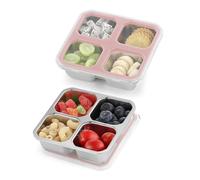 Misichao Scatole per snack in acciaio inox con 4 scomparti, riutilizzabili, piccole scatole per il pranzo Bento, per bambini e adulti, contenitori divisi per la preparazione dei pasti per scuola