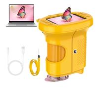 Misilmp Microscopi per Bambini, Zoom 1000X USB Digitali con Schermo IPS da 2.4" Mini Microscopio Portatili Tascabile con Fotocamera con 8 LED per Bambini, Compleanno, Natale Oltre i 3 (Arancio)