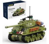 MISINI M6022 WW2 US Army M4A3E8 Sherman Tank Building Brick Set (1771 PCS) | MOC 1:28 Military Series M4 Medium Main Battle Infantry Tank, Adult Building, Collection, Display Model Toy, Gift
