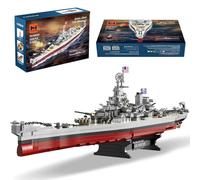 MISINI M6320 Serie Militare Seconda Guerra Mondiale Corazzata Blocchi Tecnologia Blocchi, 2228 Pezzi USS Missouri Battleship, Grande MOC Toy Ship Gift Building Set per Adulti (Iowa)