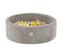 Misioo Ball Pool velluto a coste rotondo beige premium 90x30 + 200 palline: Oro giallo perla Soft Pool Fun