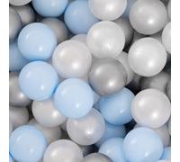 MISIOO Palline da bagno - 300 palline da 6 cm - blu - perla - argento - palline morbide e non tossiche - giocattoli per bambini. Perfetto per il gioco creativo e la promozione delle capacità motorie