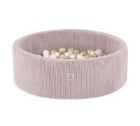 Misioo Piscina a sfere rosa brillante velluto a coste premium 90x30 Soft Foam Pool 200 palline: Perla, rosa chiaro, oro