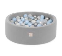 MISIOO Smart Piscina di Palline 90 x 30 cm Rotondo per Bambini (grigio: argento-perla-azzurro/150 palle)
