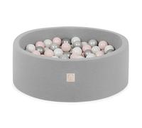 MISIOO Smart Piscina di Palline 90 x 30 cm Rotondo per Bambini (Grigio: Argento-Perla-Rosa chiaro/150 Palle)