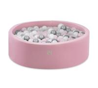 MISIOO Smart Piscina di Palline 90 x 30 cm Rotondo per Bambini (Rosa: Argento-Perla-Rosa chiaro/150 Palle)