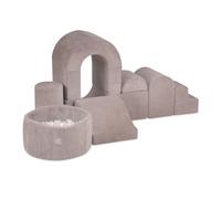 MISIOO Struttura da arrampicata per interni e palloni, con 150 palline, morbido parco giochi con 8 blocchi di schiuma per bambini, avventura perfetta per la cameretta dei bambini, materiale in velluto