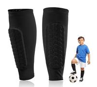 MISIQIMA Parastinchi per bambini da calcio, nero, con cuscinetti a nido d'ape, parastinchi da calcio, per proteggere lo stinco durante le partite di calcio (XS)