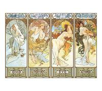 MISITU Alphonse Maria Mucha - Puzzle da 1000 pezzi per adulti The Four Seasons di Alphonse Maria Mucha, puzzle difficili da sfidare, regalo di Natale, compleanno, gioco, giocattoli, 50 x 70 cm
