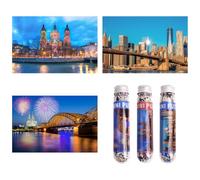 MISITU Confezione da 3 mini puzzle da 150 pezzi, per adulti, architettura urbana, difficile, portatile, piccolo puzzle da viaggio, decorazione per la casa