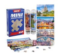 MISITU Set di 3 mini puzzle da 150 pezzi per adulti e bambini dai 14 anni, monumenti del mondo, decorazione da parete idea regalo (Sagrada Família, Porto, Taj Mahal)