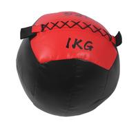 Miskall Soft Balls, Weighted Wall Ball 2.2lb 1KG PU Leather Fitness Weight Ball for Strength Stretch Training (Rosso Nero)