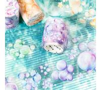MisKepaa Set di 6 adesivi per album di ritagli, in PET Bubble Washi Tape Aesthetic Stickers,Decorativi per diario,Bullet Journaling,Travel Diary,Photo Album,Notebook (Bubble)
