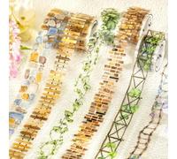 MisKepaa Set di 6 adesivi per scrapbooking, in PET Path Themed Washi Tape Aesthetic Stickers,Decorative for Bullet Journal Accessori,Journaling,Photo Album,Notebook,DIY Crafts (Garden Path Series)