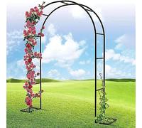 MISKYN Arco da giardino in metallo pergolato 120 350 cm graticcio zincato per piante rampicanti decorazione per matrimoni nero larghezza 1,8 m x altezza 2,2 m arco per rose durevole per patii e prati