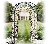 MISKYN Arco da Giardino per Rose Rampicanti Metallo, 180X220cm Arco Sostegno Supporto per Piante Rampicanti in Ferro Graticcio, Garden Pergola per Decorazioni Nozze Esterni E Interni,Nero,W1.2M*H2.2M