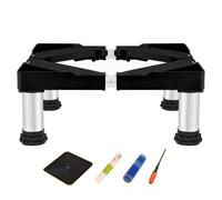 MiSMiAO Supporto frigorifero, base, 4 robusti piedini in acciaio inox, base frigorifero regolabile, base multifunzione lavastoviglie e asciugatrice, ampia gamma di applicazioni, nero[19-22cm]